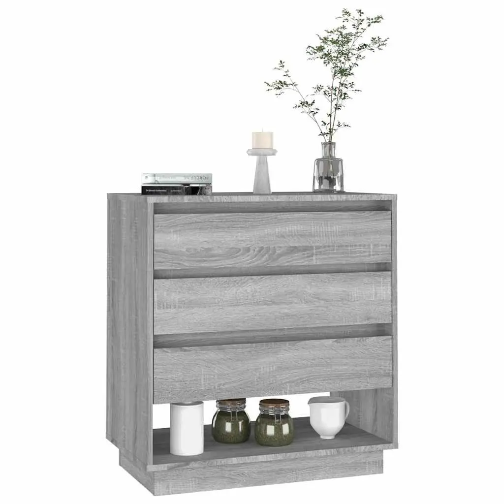 Sideboard Grey Sonoma Minimalist Storage Cabinet with 3 Drawers 1 Compartment