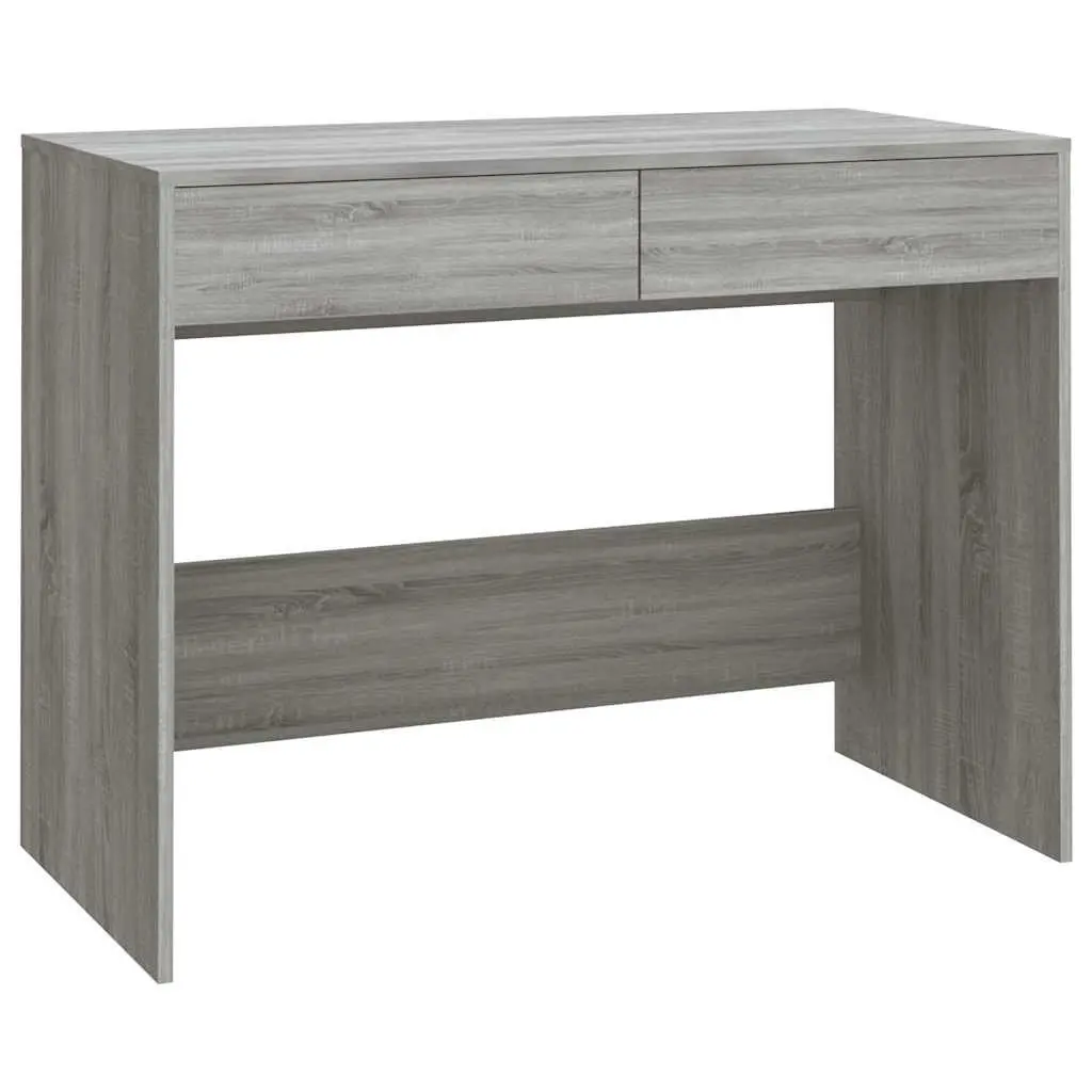 Office Desk Grey Computer Workstation Study Table with 2 Drawers 101 x 50 x 76.5 cm