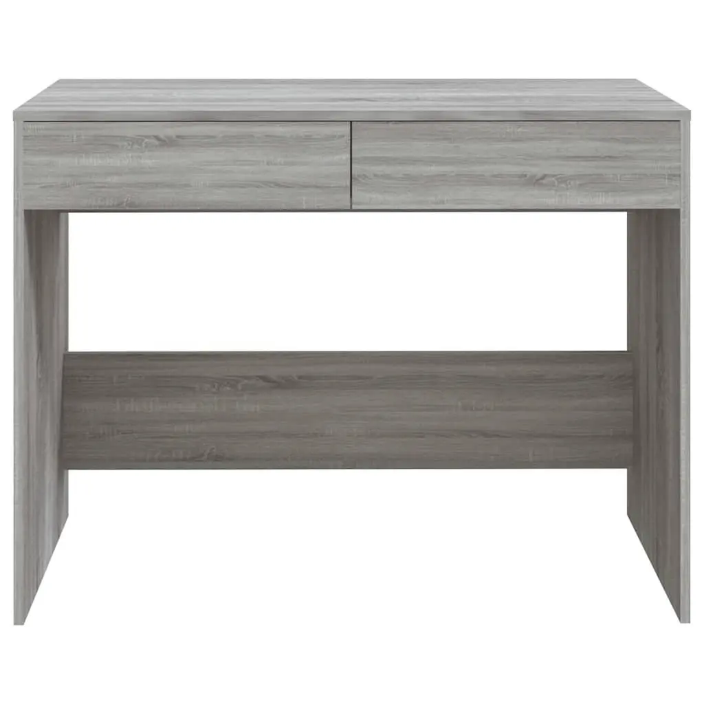 Office Desk Grey Computer Workstation Study Table with 2 Drawers 101 x 50 x 76.5 cm