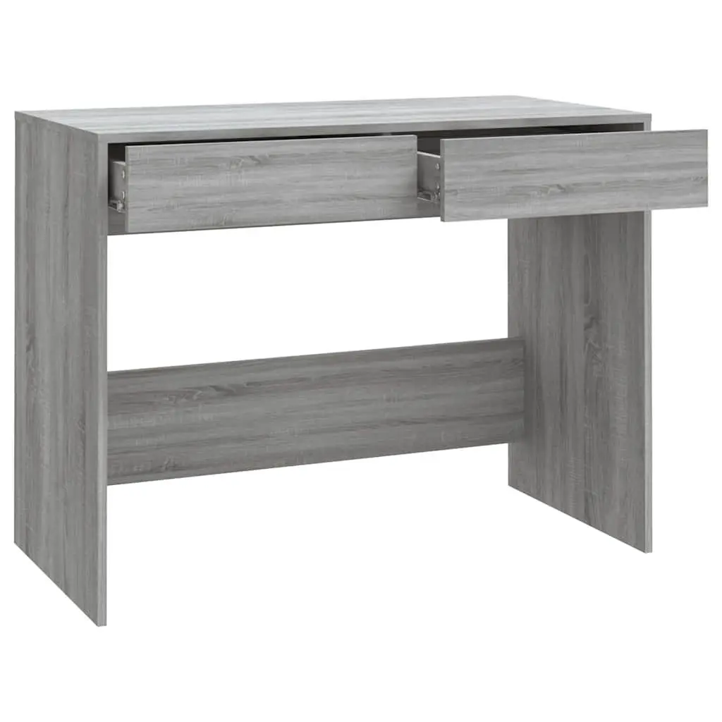 Office Desk Grey Computer Workstation Study Table with 2 Drawers 101 x 50 x 76.5 cm