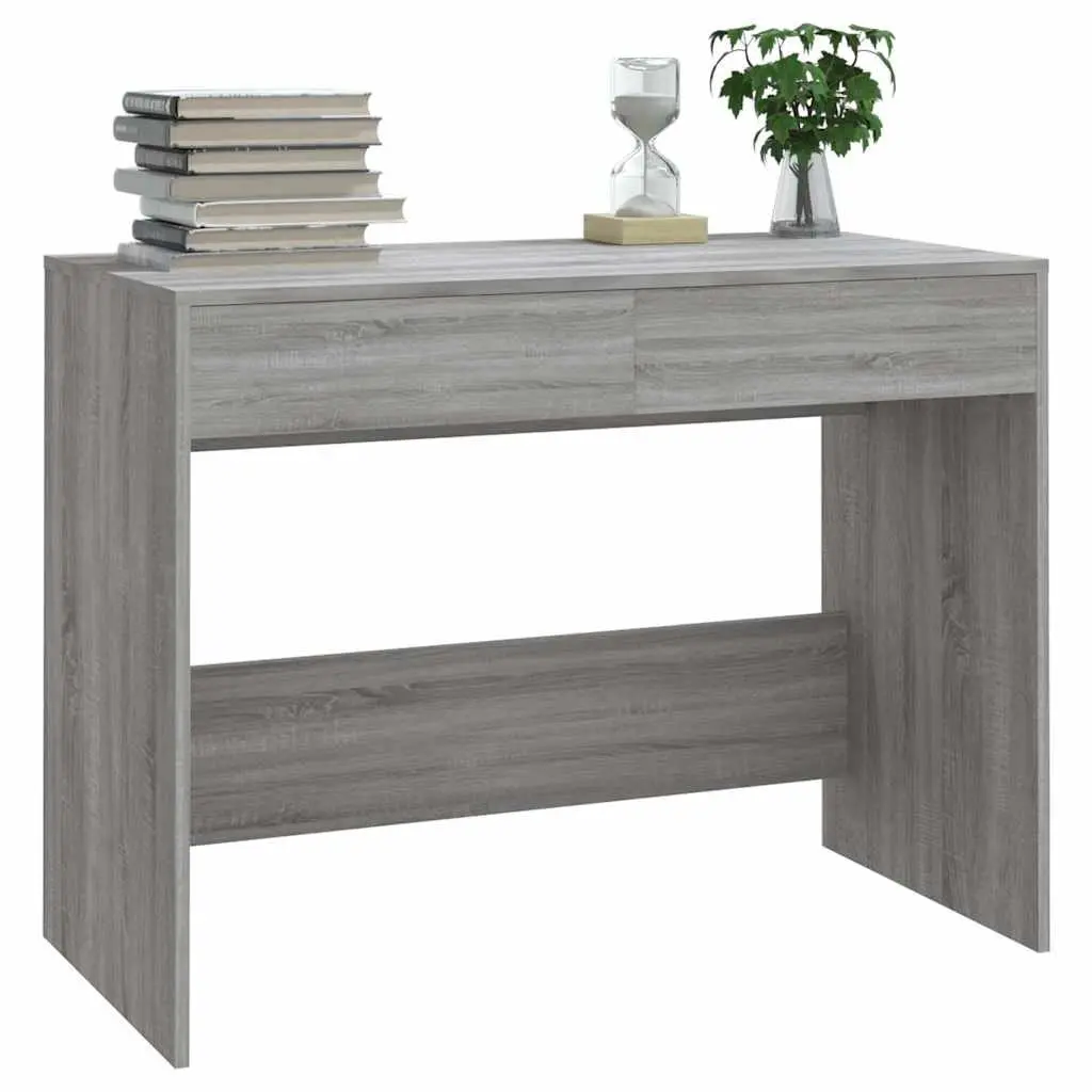 Office Desk Grey Computer Workstation Study Table with 2 Drawers 101 x 50 x 76.5 cm