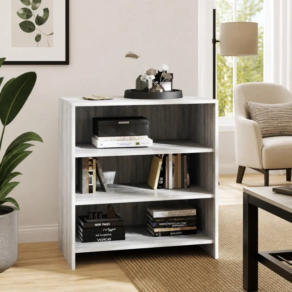 Grey Sideboard Storage Cabinet 3 Shelf Display Cupboard Buffet Furniture