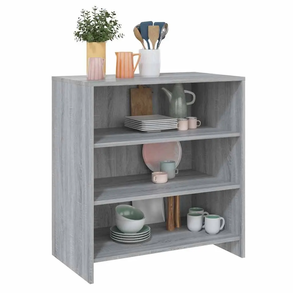 Grey Sideboard Storage Cabinet 3 Shelf Display Cupboard Buffet Furniture