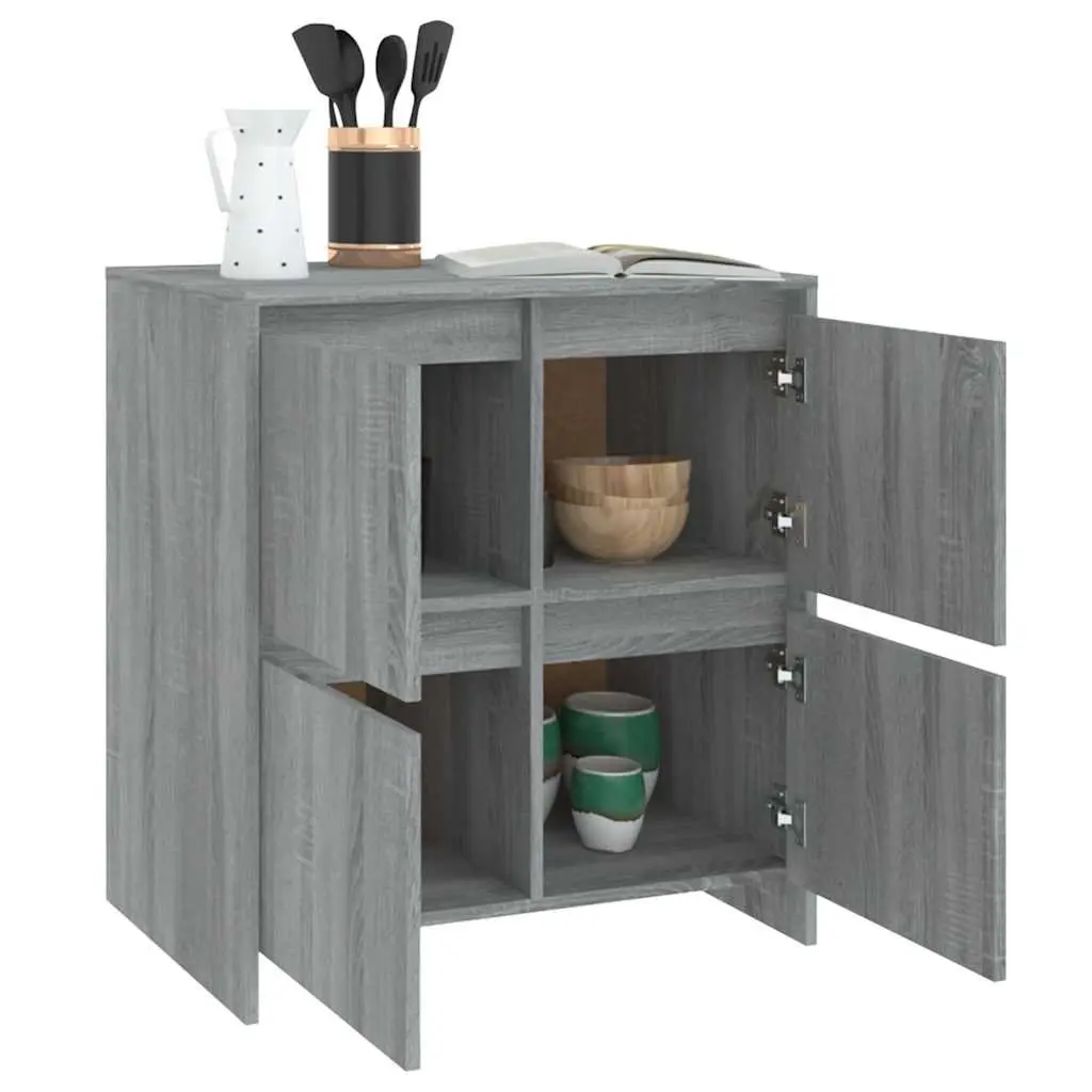 Sideboard Grey Sonoma 70x41x75 cm Storage Cabinet 4 Doors Engineered Wood