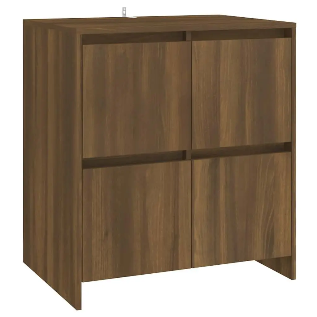 Sideboard 4 Door Minimalist Brown Oak Storage Cabinet 70x41x75cm
