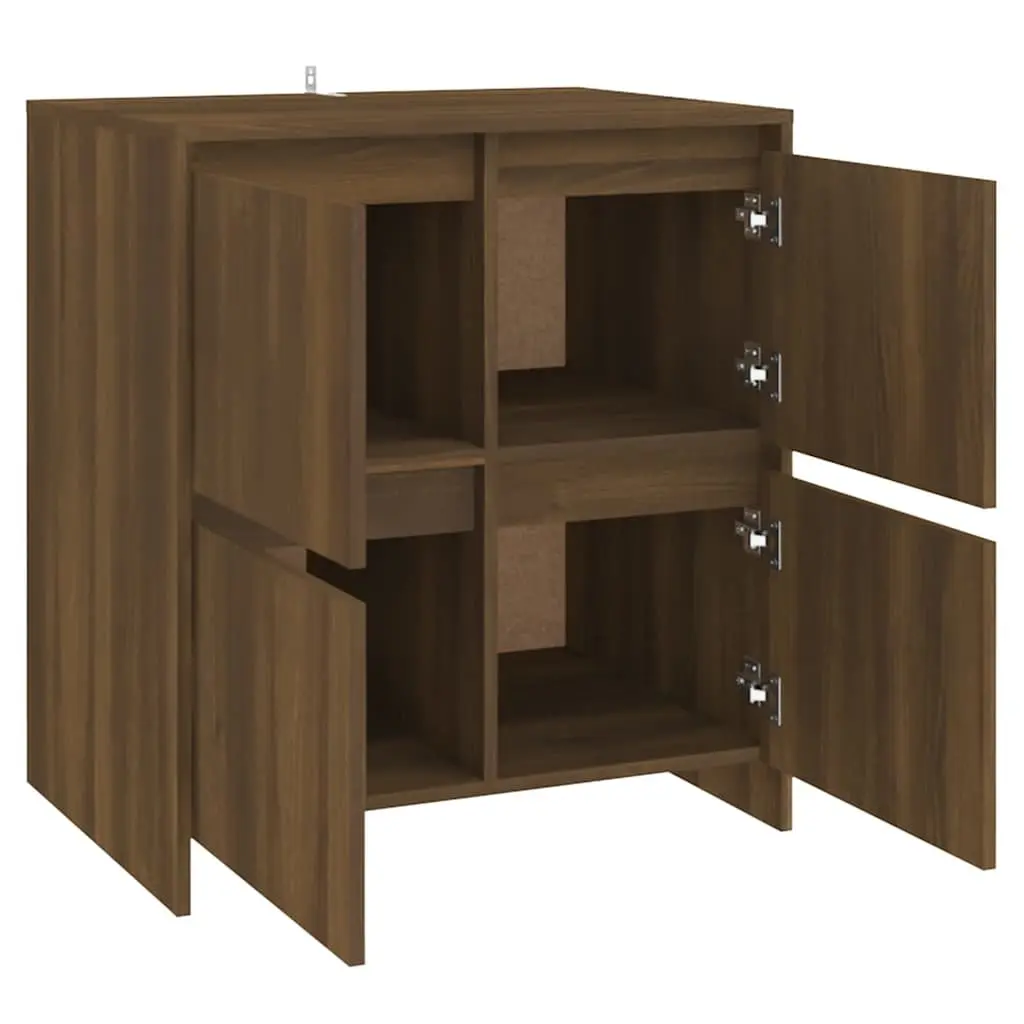 Sideboard 4 Door Minimalist Brown Oak Storage Cabinet 70x41x75cm
