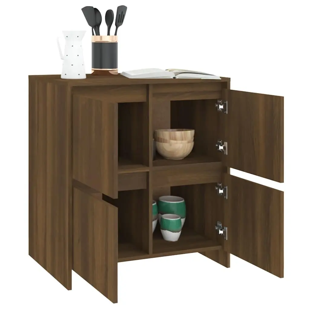 Sideboard 4 Door Minimalist Brown Oak Storage Cabinet 70x41x75cm