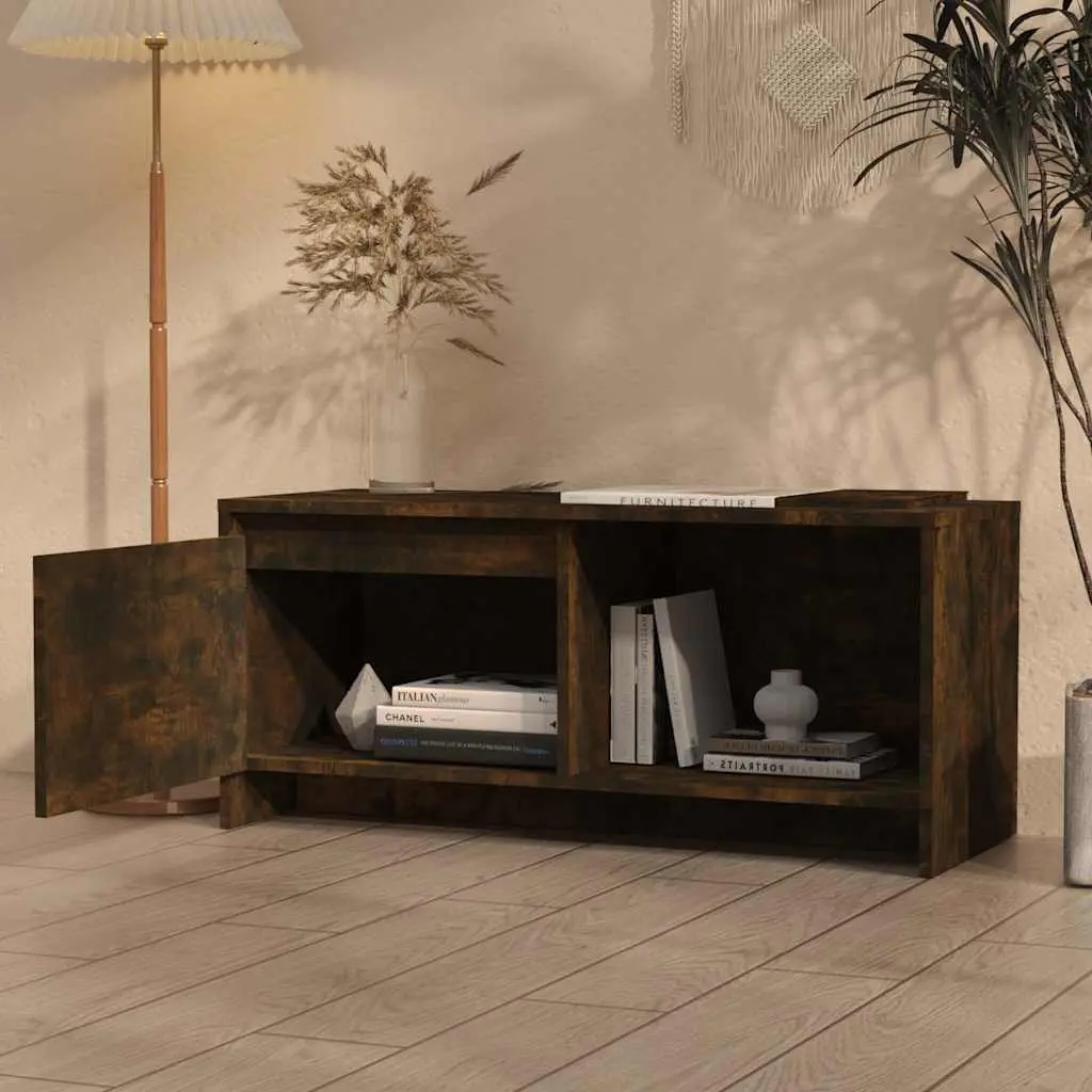 TV Cabinet Brown Lowboard Media Storage Unit with Door Compartment 90 x 35 x 40 cm