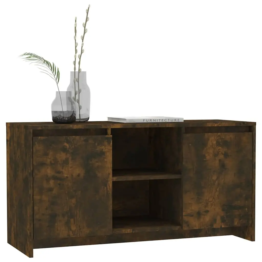 TV Cabinet Storage Unit with Doors Compartments Engineered Wood Brown Smoked Oak