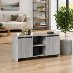 TV Cabinet with Storage Doors Compartments Grey Engineered Wood Media Unit