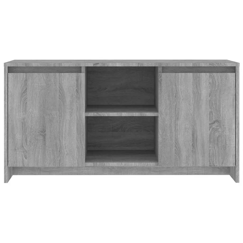 TV Cabinet with Storage Doors Compartments Grey Engineered Wood Media Unit