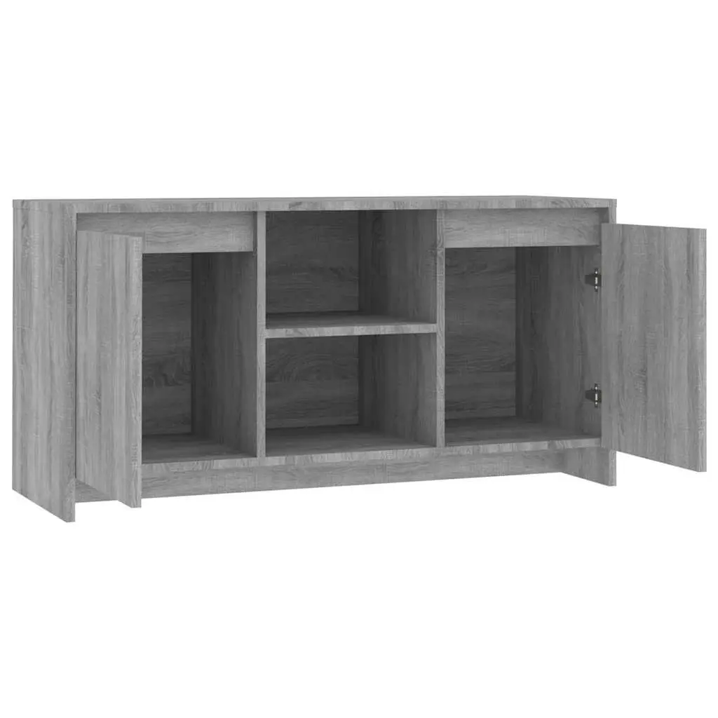 TV Cabinet with Storage Doors Compartments Grey Engineered Wood Media Unit