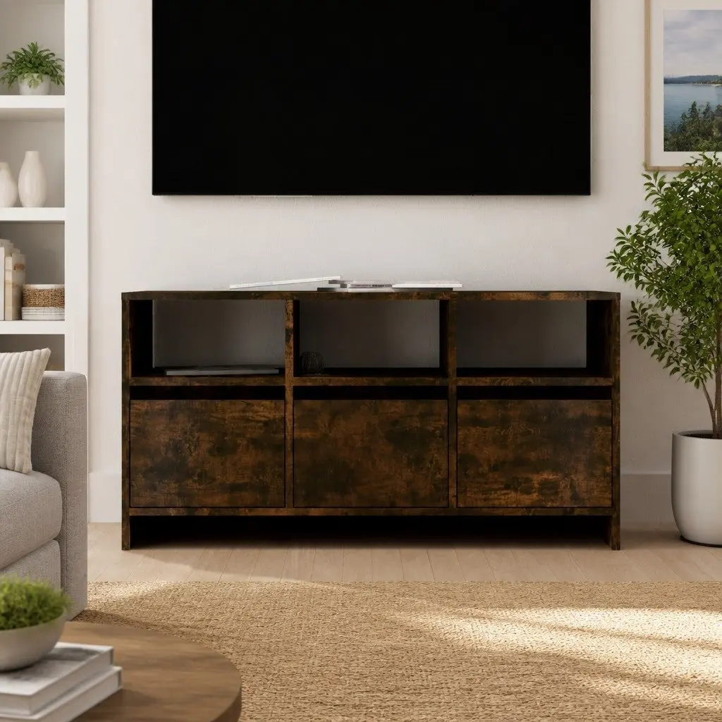TV Cabinet Brown Lowboard 102 x 37.5 x 52.5 cm 3 Drawers 3 Compartments