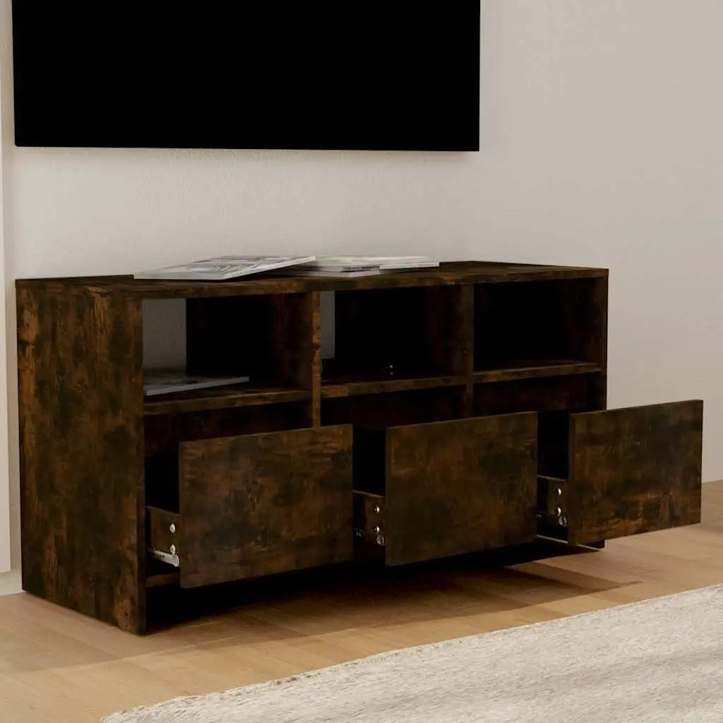 TV Cabinet Brown Lowboard 102 x 37.5 x 52.5 cm 3 Drawers 3 Compartments