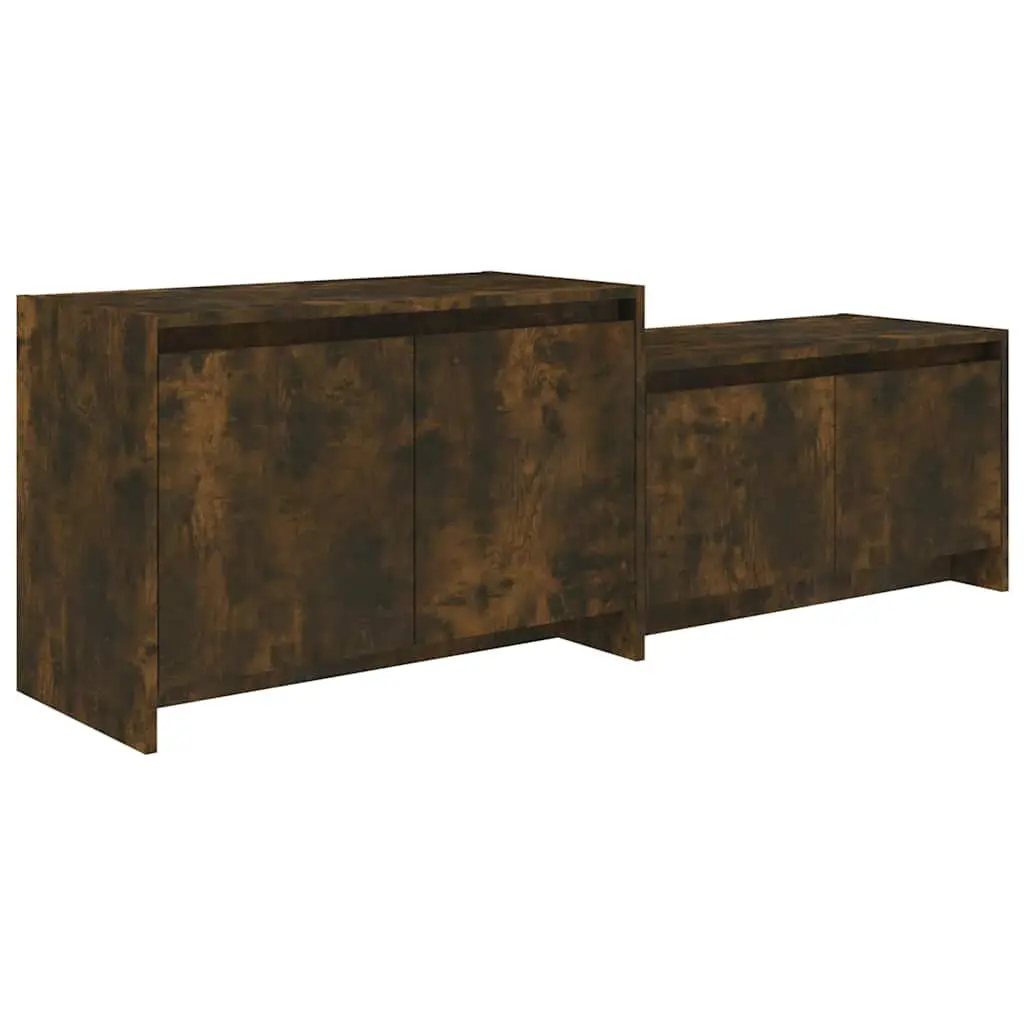 Lowboard TV Cabinet 4 Door Storage Unit Smoked Oak Living Room Furniture 146.5cm