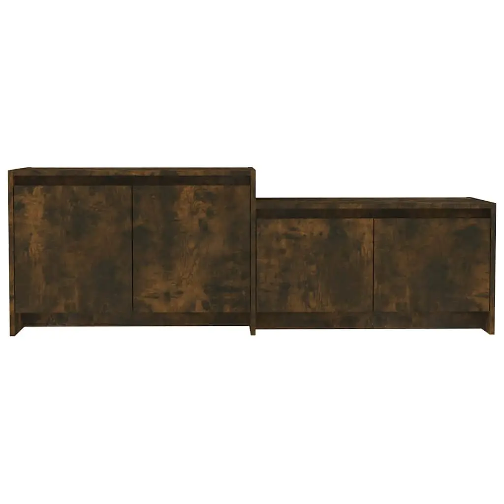 Lowboard TV Cabinet 4 Door Storage Unit Smoked Oak Living Room Furniture 146.5cm