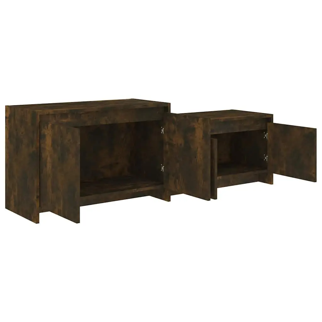 Lowboard TV Cabinet 4 Door Storage Unit Smoked Oak Living Room Furniture 146.5cm