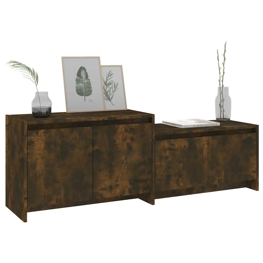 Lowboard TV Cabinet 4 Door Storage Unit Smoked Oak Living Room Furniture 146.5cm