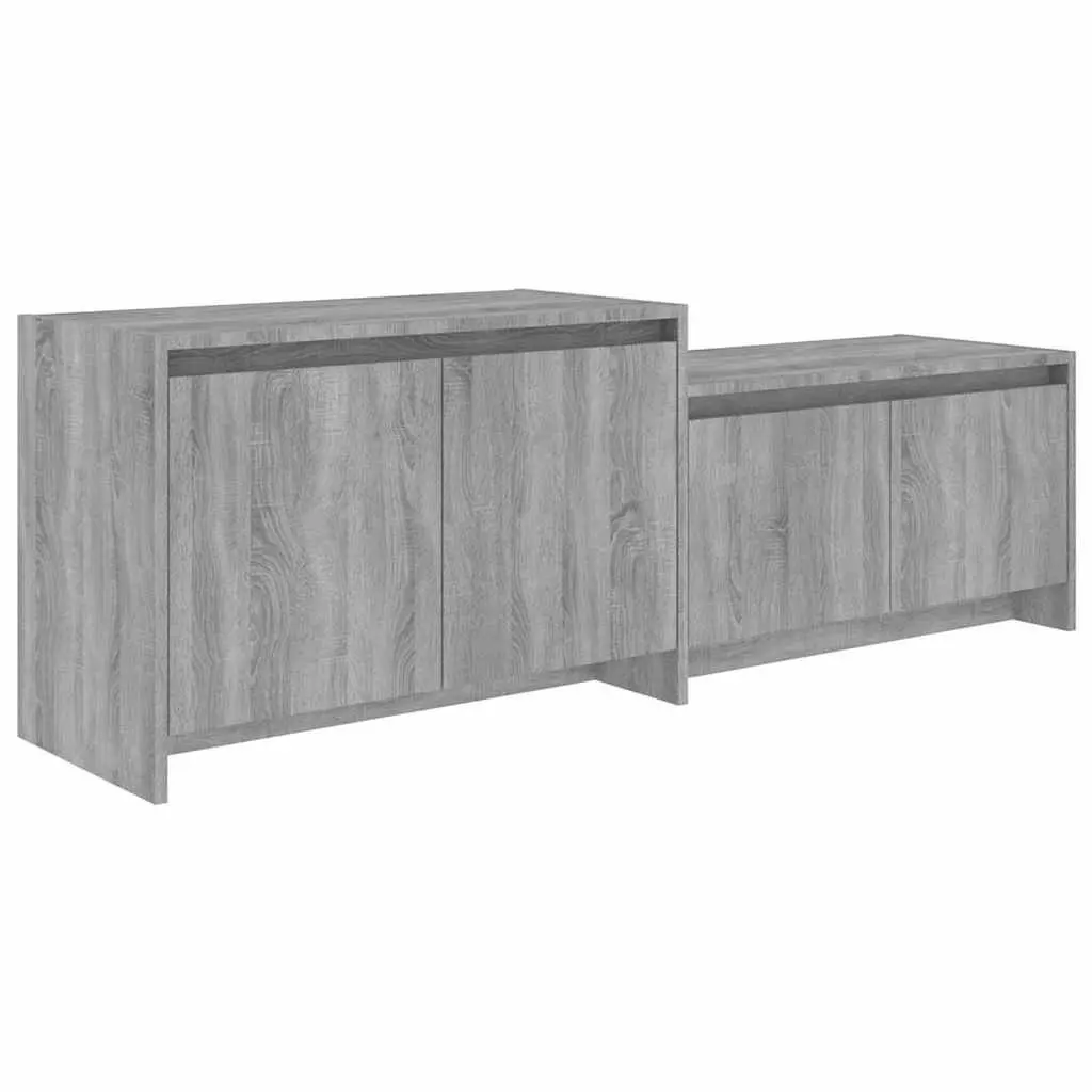 TV Cabinet Grey Sonoma 146.5cm Low Board 4 Door Storage Unit