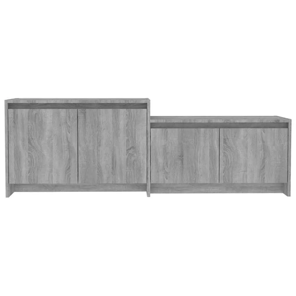 TV Cabinet Grey Sonoma 146.5cm Low Board 4 Door Storage Unit