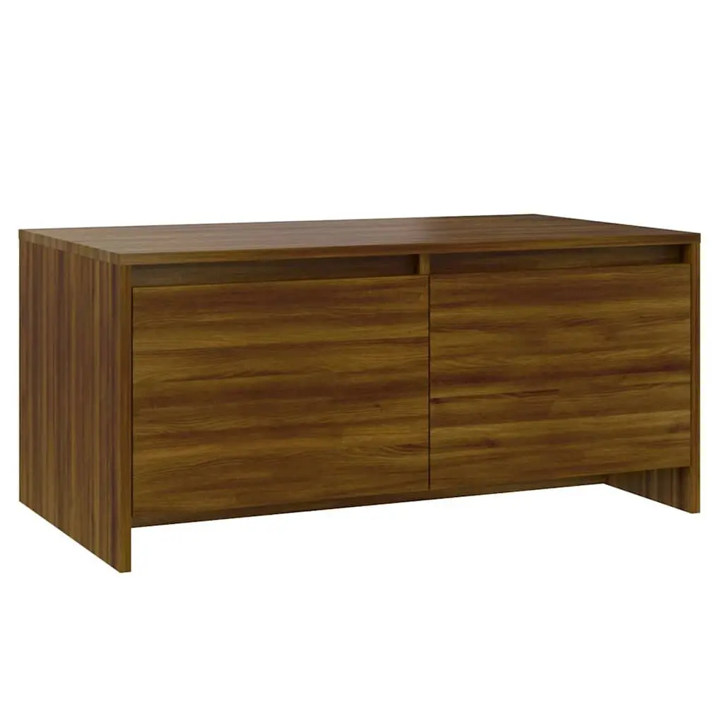 Coffee Table Modern Brown Oak with Storage Drawers 90L x 50W x 41.5H cm