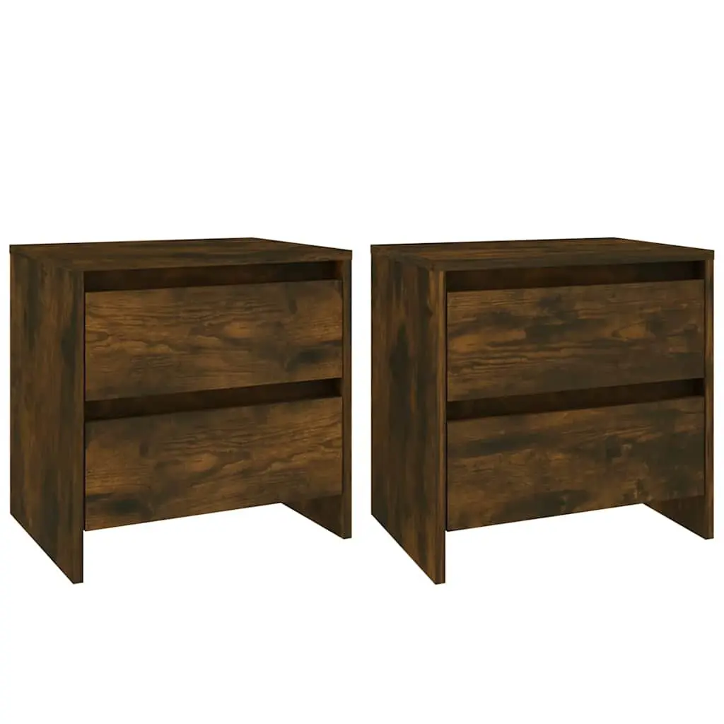 Bedside Cabinets Brown Smoked Oak 45x34.5x44.5 cm 2 Piece Nightstands Storage