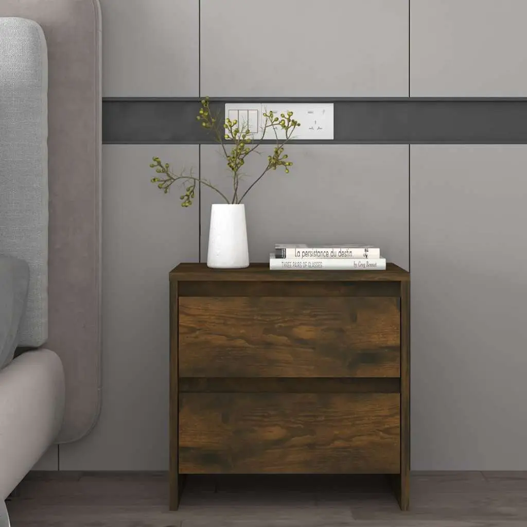 Bedside Cabinets Brown Smoked Oak 45x34.5x44.5 cm 2 Piece Nightstands Storage