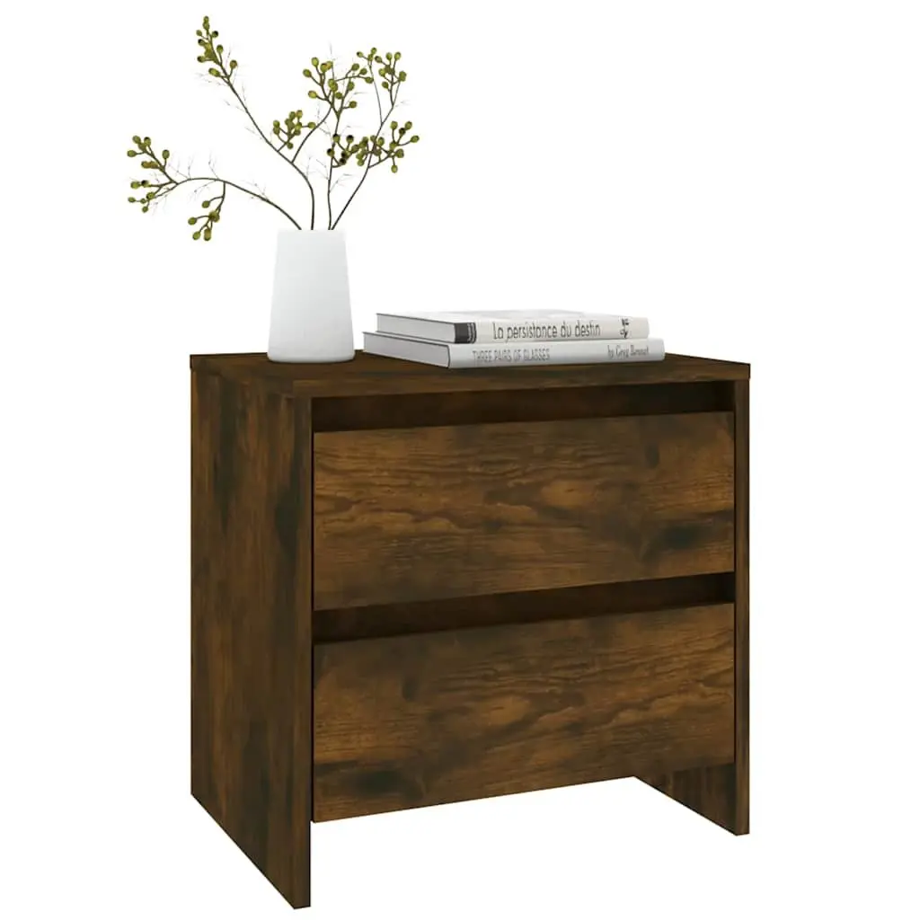 Bedside Cabinets Brown Smoked Oak 45x34.5x44.5 cm 2 Piece Nightstands Storage