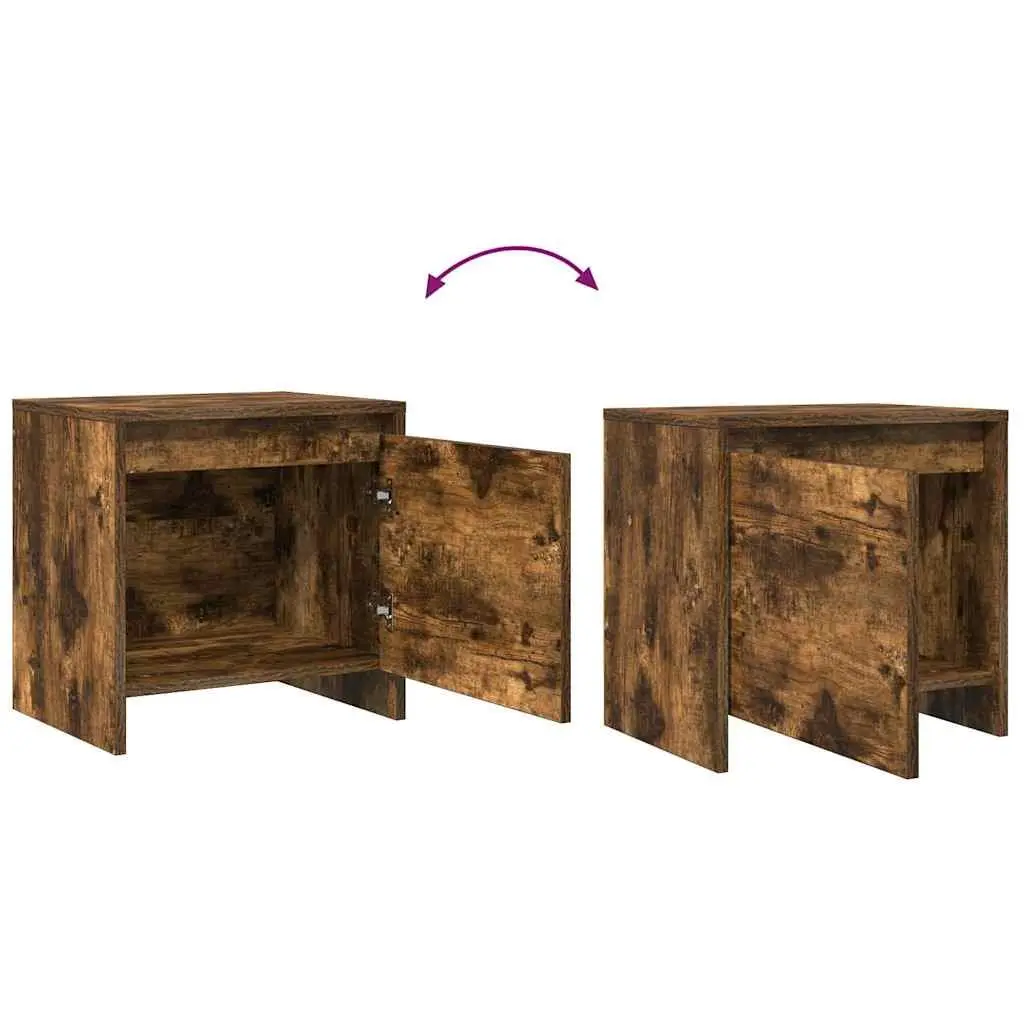 Bedside Cabinet 45x34x44.5cm Smoked Oak Engineered Wood Nightstand Storage