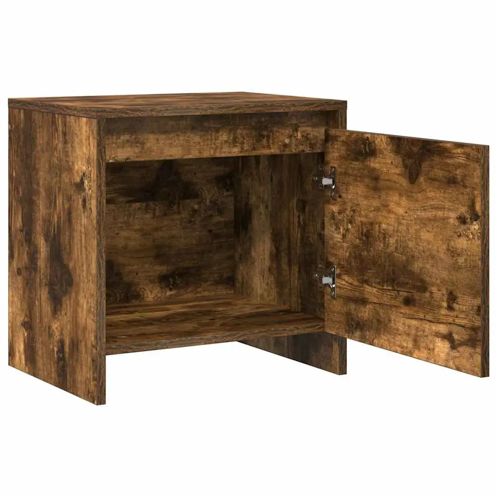 Bedside Cabinet 45x34x44.5cm Smoked Oak Engineered Wood Nightstand Storage