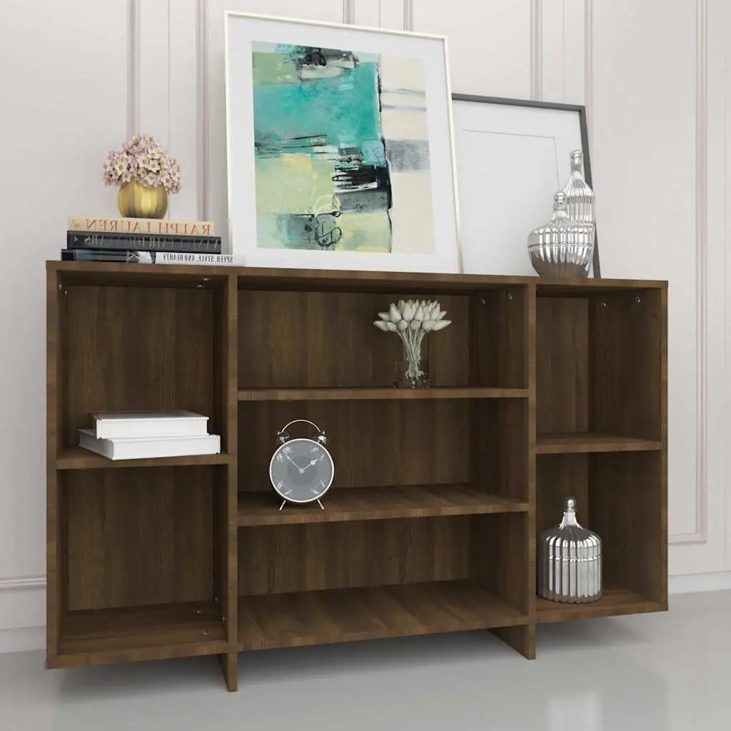 Sideboard Modern Brown Oak 120x30x75 cm Storage Cabinet with 4 Shelves