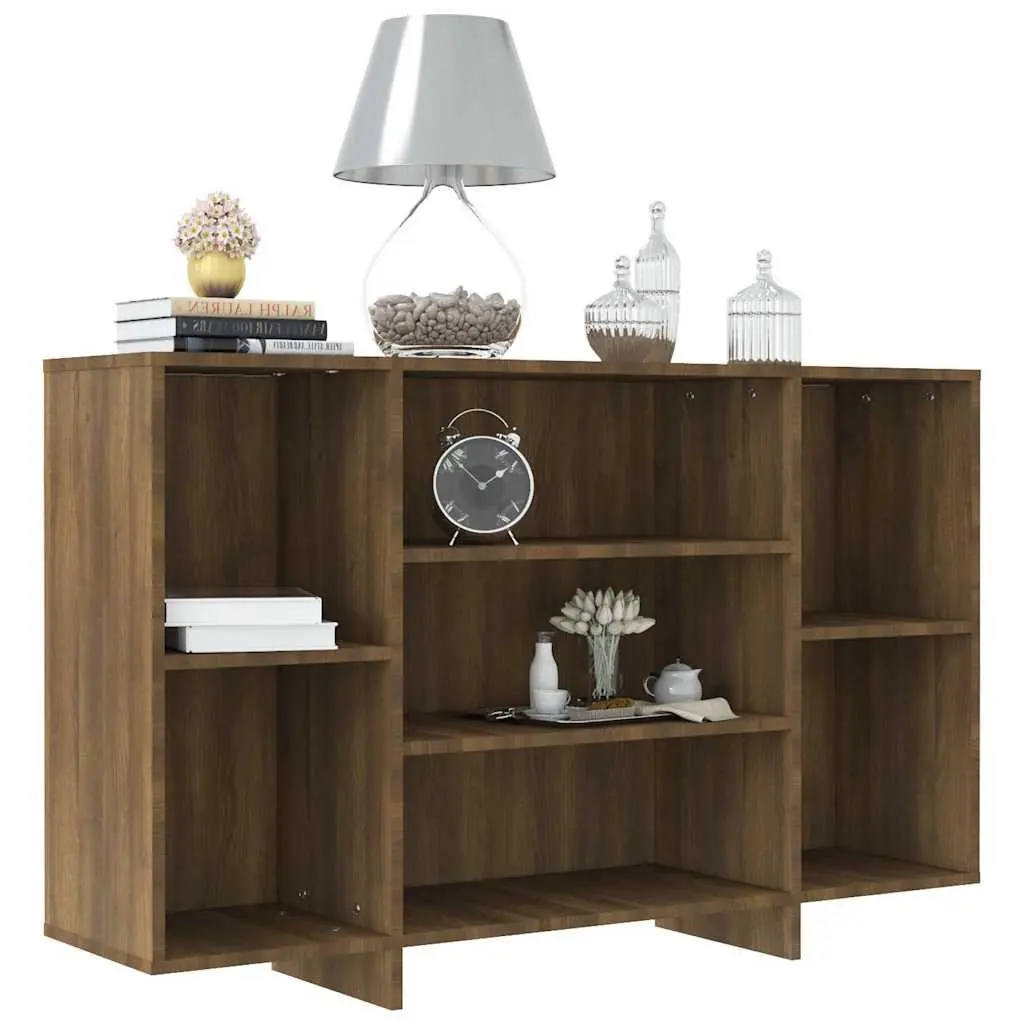 Sideboard Modern Brown Oak 120x30x75 cm Storage Cabinet with 4 Shelves