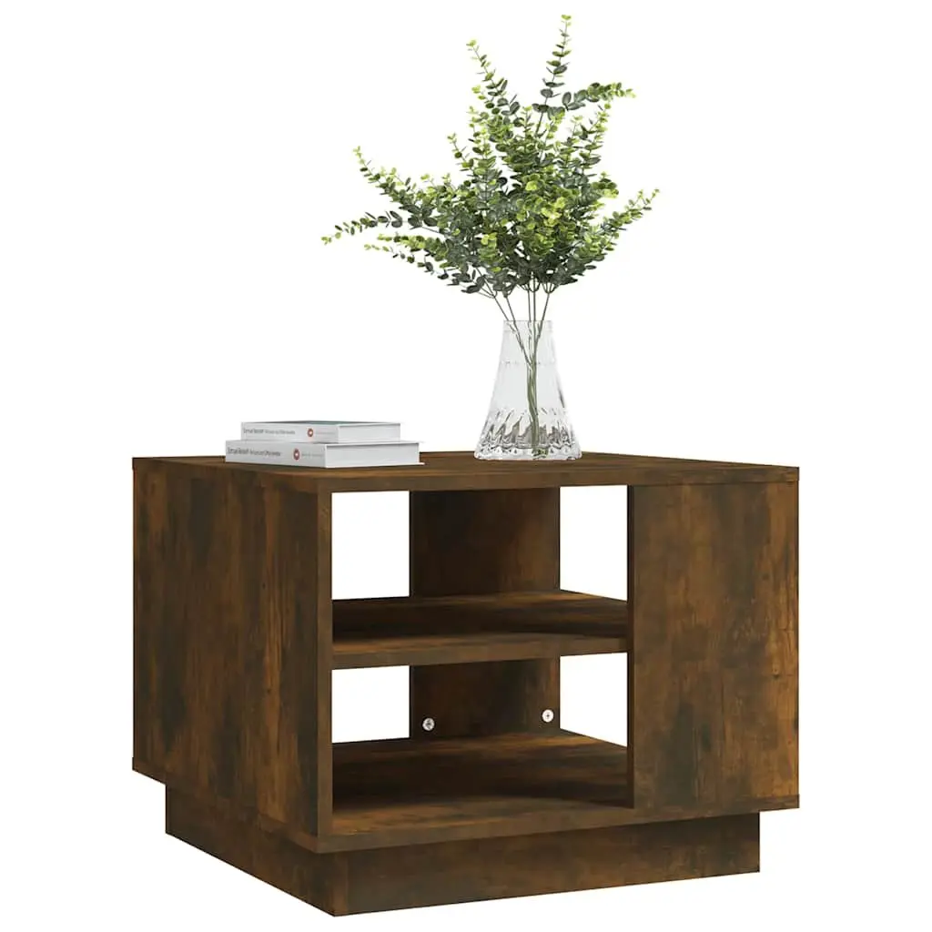 Coffee Table Brown Engineered Wood Modern Living Room Accent Storage Shelves