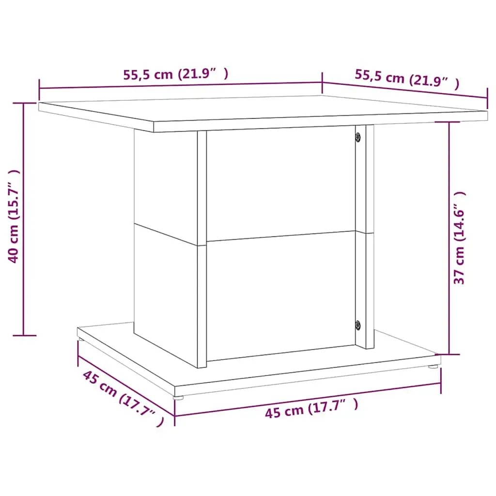 Coffee Table Smoked Oak Brown Engineered Wood 55.5 x 55.5 x 40 cm