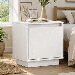 Bedside Cabinet White Solid Wood Pine Nightstand Bedroom Storage Table