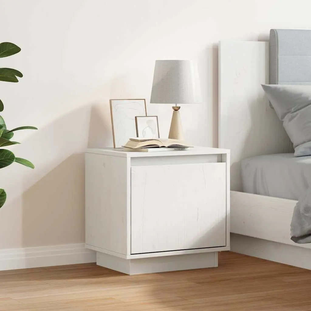 White Solid Wood Pine Nightstand
