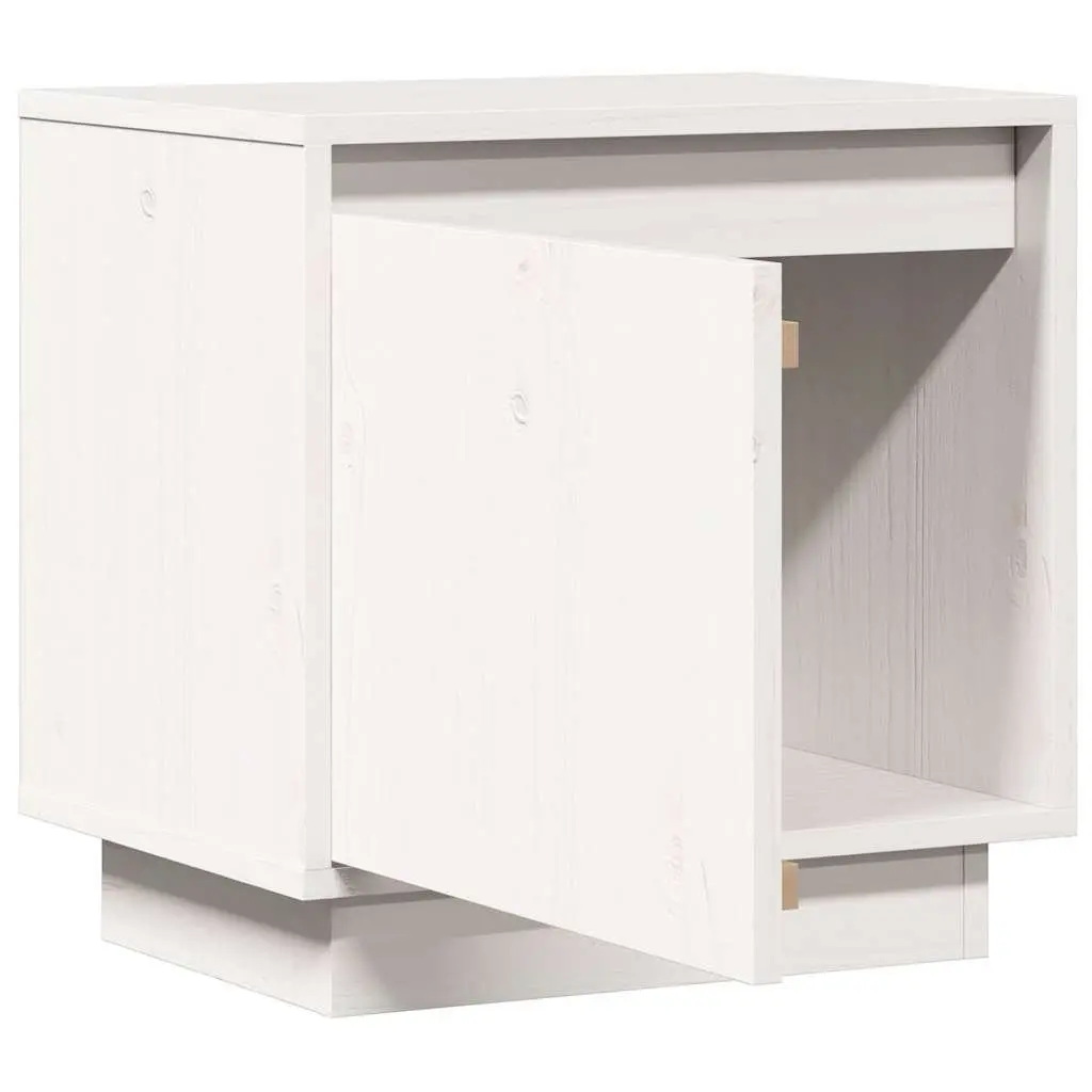White Solid Wood Pine Nightstand