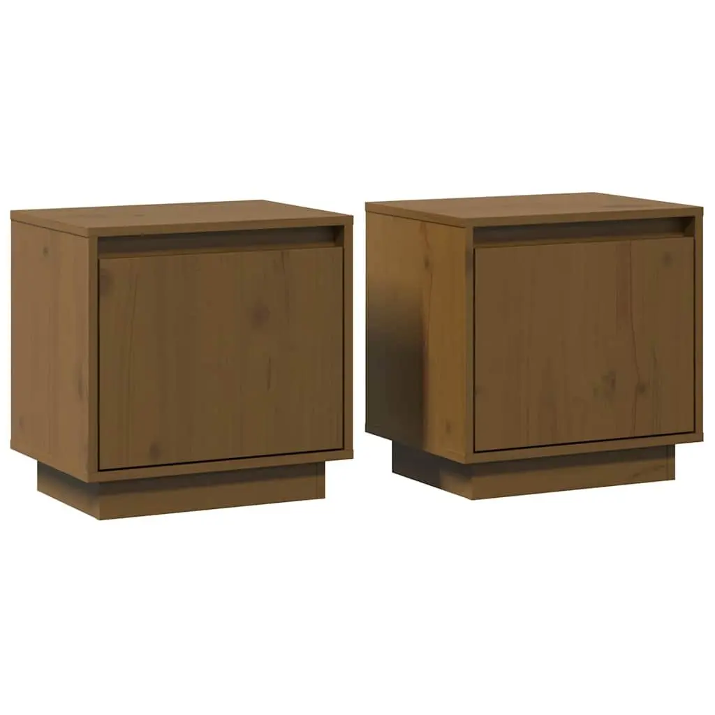 Bedside Cabinets Solid Pinewood Brown 40x30x40 cm 2 Piece Storage Tables