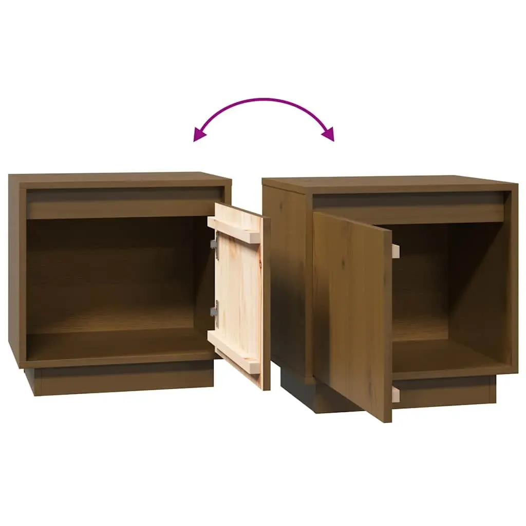 Bedside Cabinets Solid Pinewood Brown 40x30x40 cm 2 Piece Storage Tables