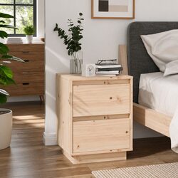 Wooden Bedside Cabinet 40x35x50cm Side Table Storage Organiser Brown