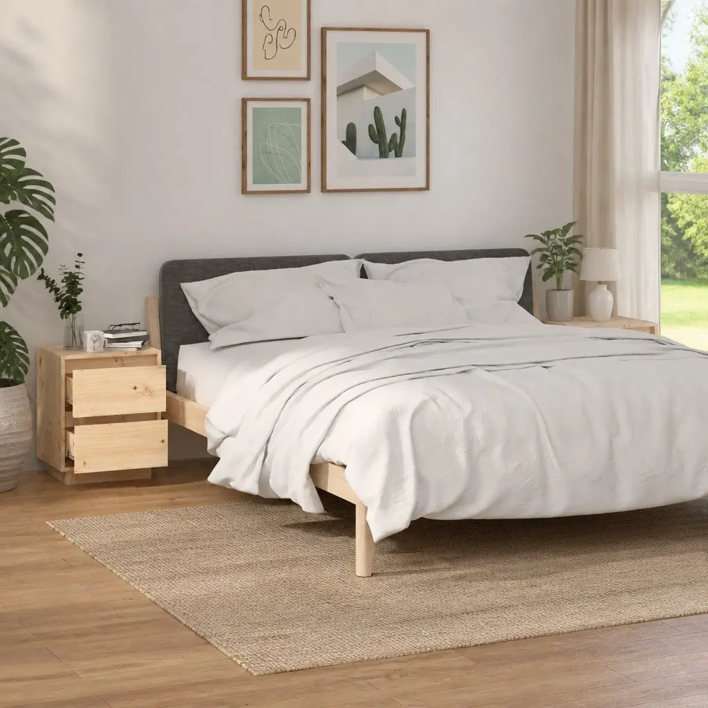 Bedside Cabinets Solid Pinewood Brown 40x35x50 cm 2 Piece Set