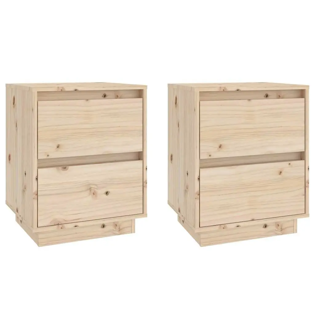 Bedside Cabinets Solid Pinewood Brown 40x35x50 cm 2 Piece Set