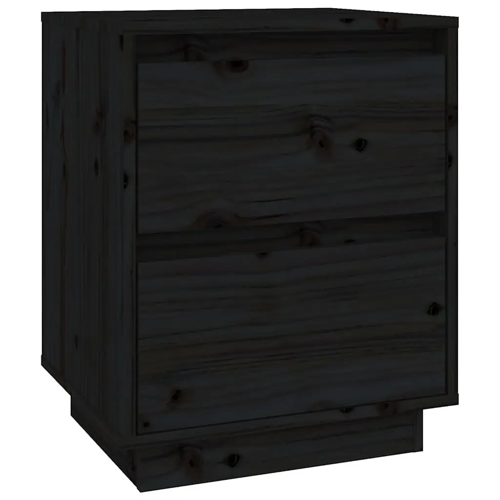 Bedside Tables Modern Black Storage Cabinets 2 Piece Set