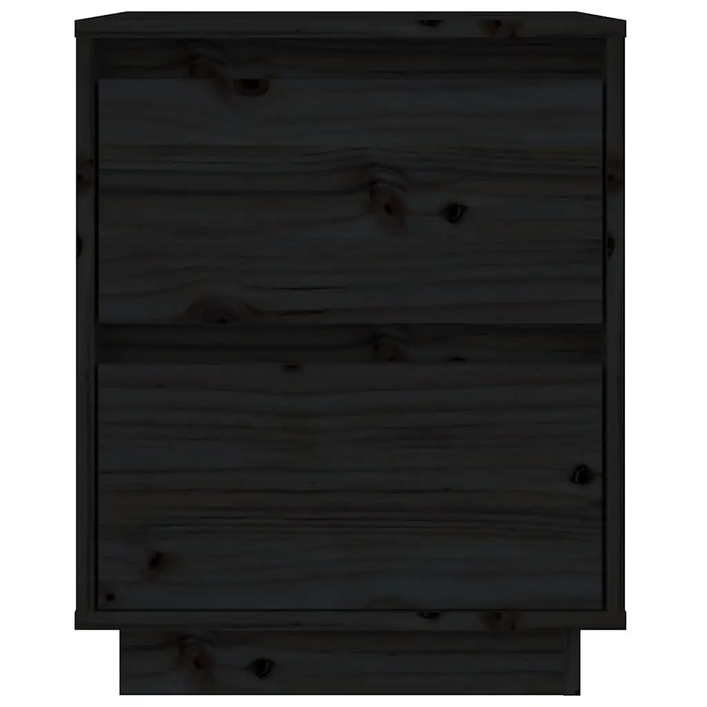 Bedside Tables Modern Black Storage Cabinets 2 Piece Set