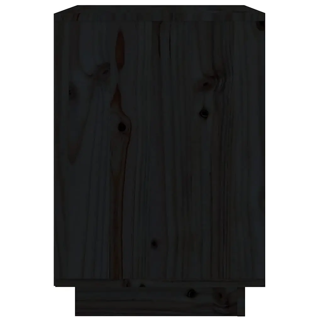 Bedside Tables Modern Black Storage Cabinets 2 Piece Set