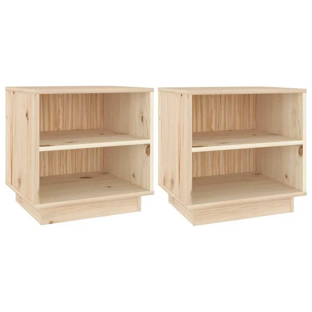 Bedside Tables Wooden 2 Piece 40x34x40 cm Brown Storage Cabinets
