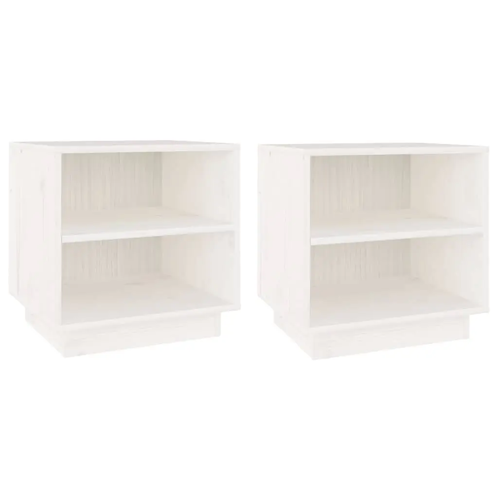 Bedside Cabinets 2 pcs White 40x34x40 cm Wooden Storage Tables Side Units