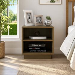 Bedside Cabinet Brown Wooden Side Table Storage Organizer Bedroom Furniture