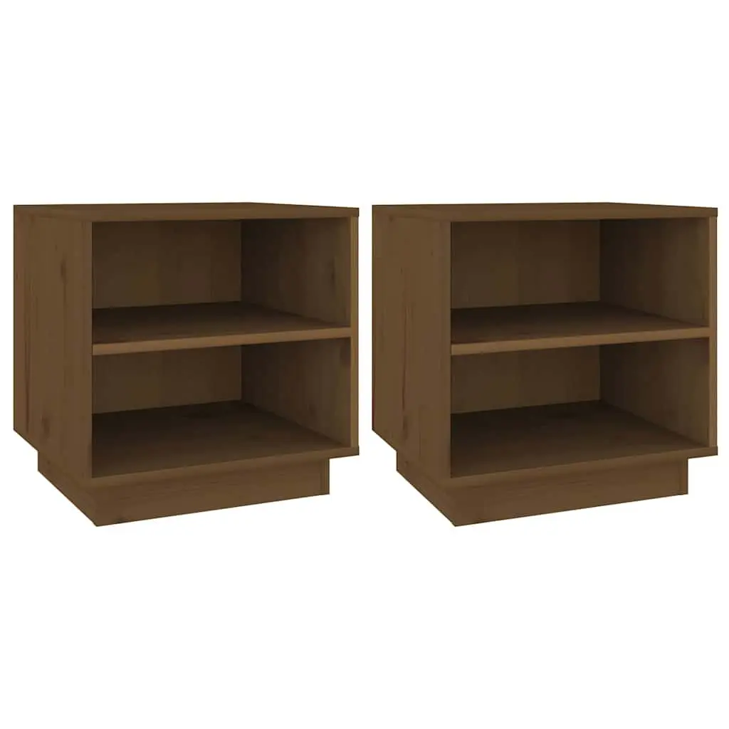 Bedside Tables Solid Wood Brown 40x34x40 cm 2 Piece Storage Cabinets