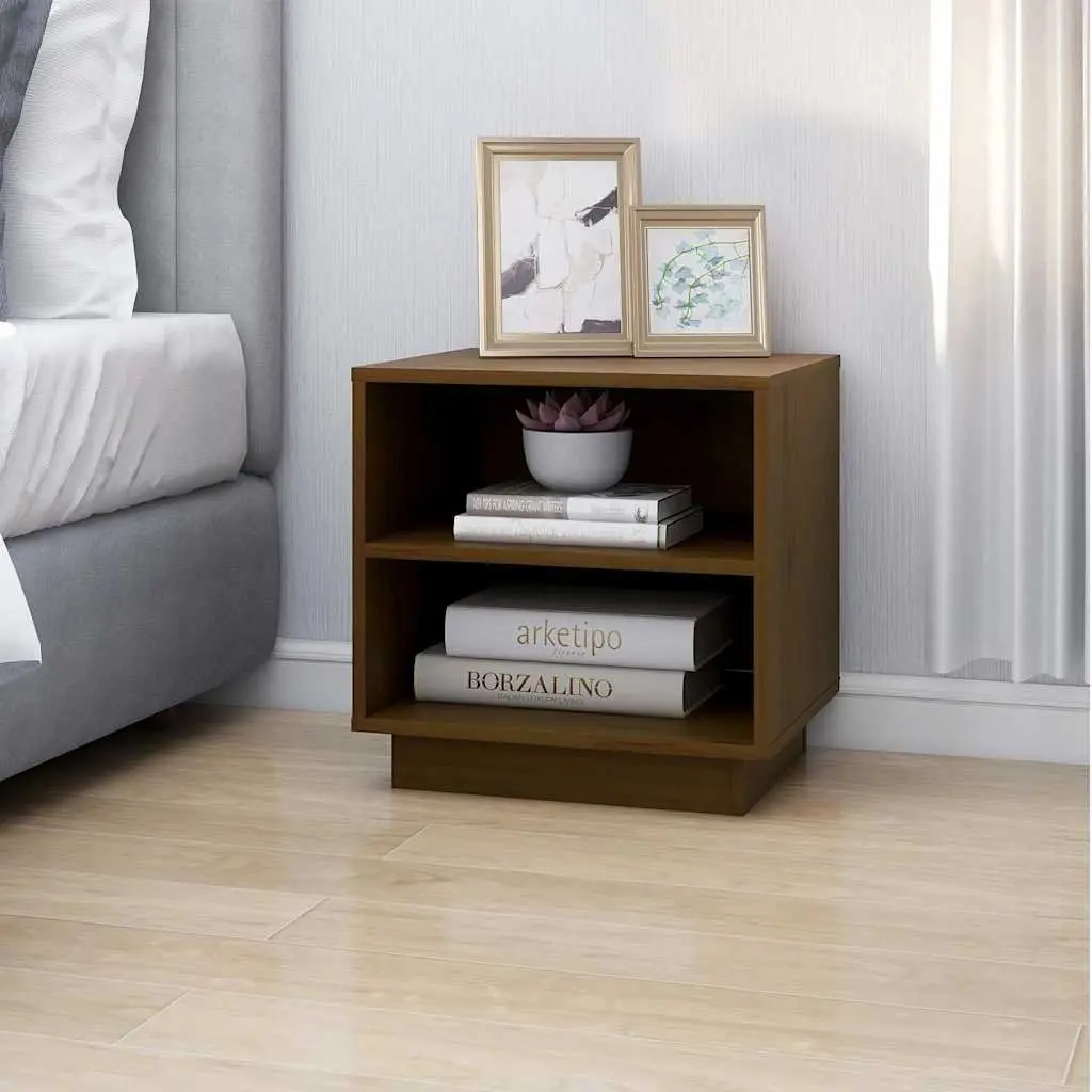 Bedside Tables Solid Wood Brown 40x34x40 cm 2 Piece Storage Cabinets